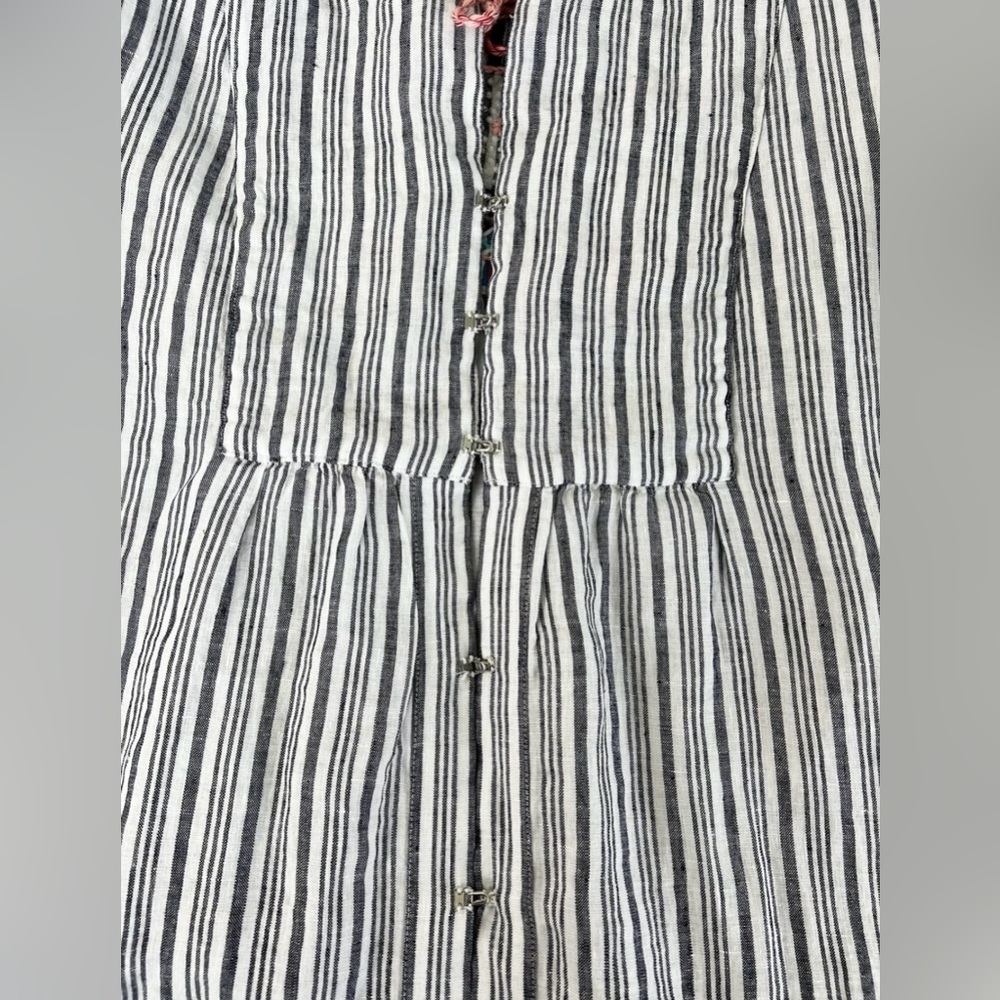 J. Jill Love Linen Striped Embroidered Boho Tunic Top with Tassels L - Picture 14 of 14